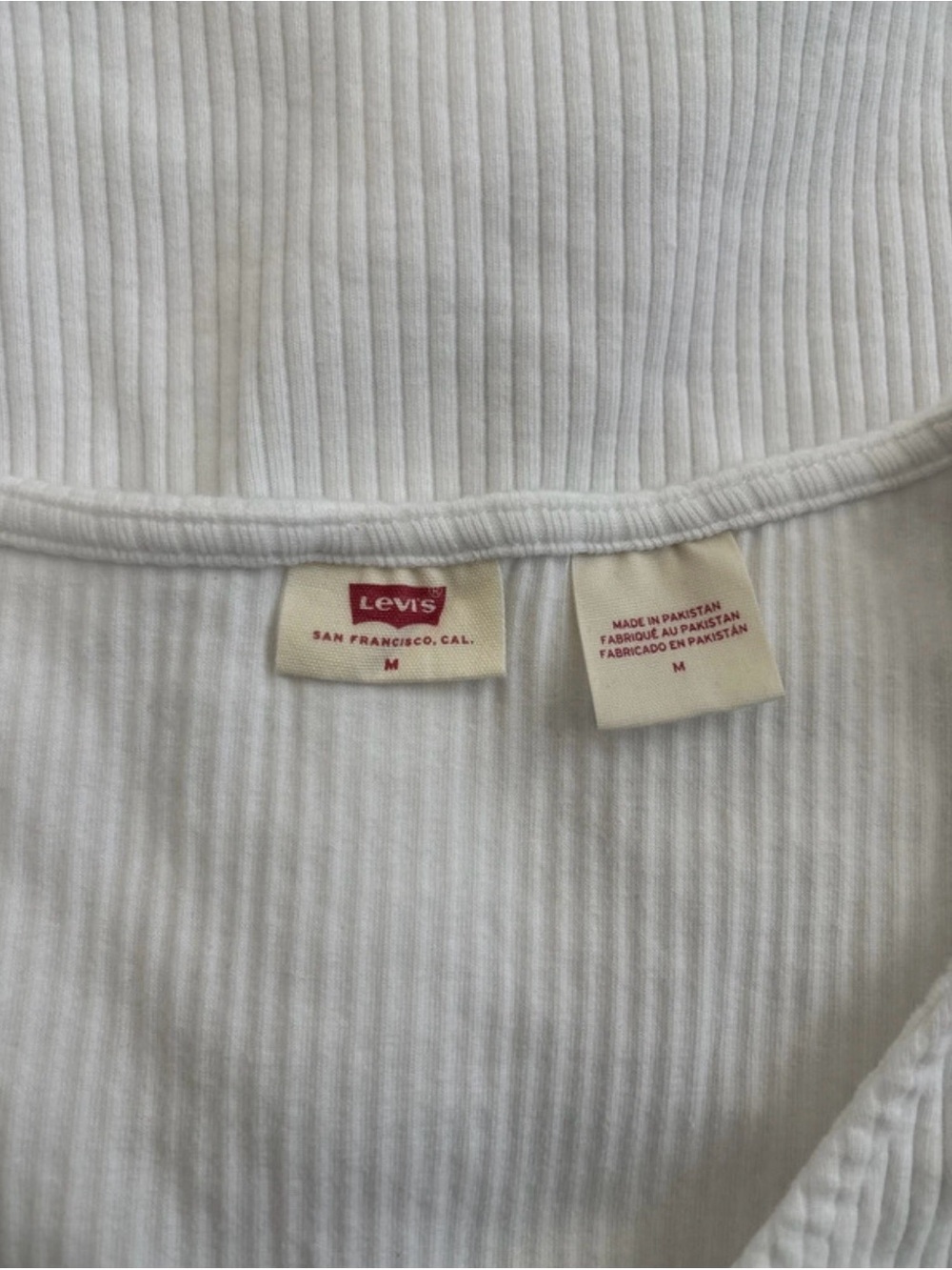 Levi’s White Ribbed Button Front Top | M - Picture 8 of 10